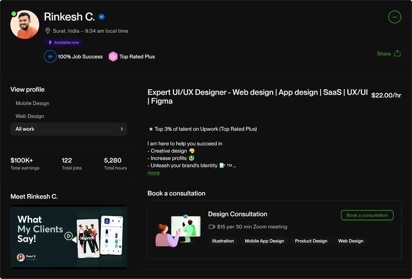 Rinkesh Up work Profile